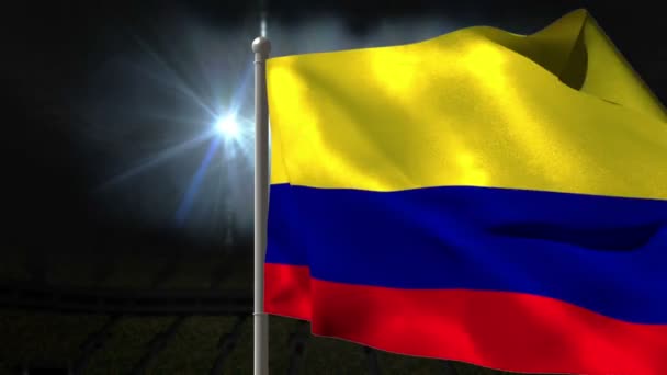 Colombia bandera nacional ondeando — Vídeo de stock