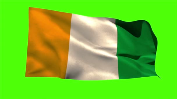 Ivory coast national flag blowing — Stock Video