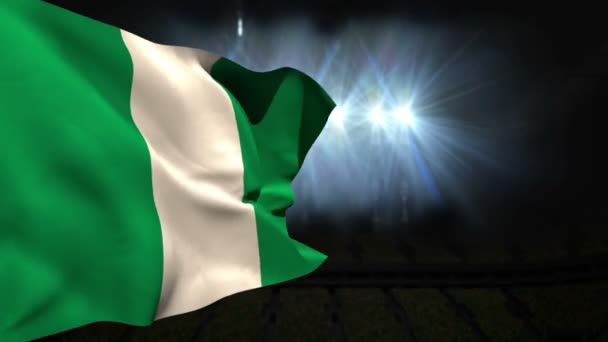 Große nigerianische Nationalflagge geschwenkt — Stockvideo