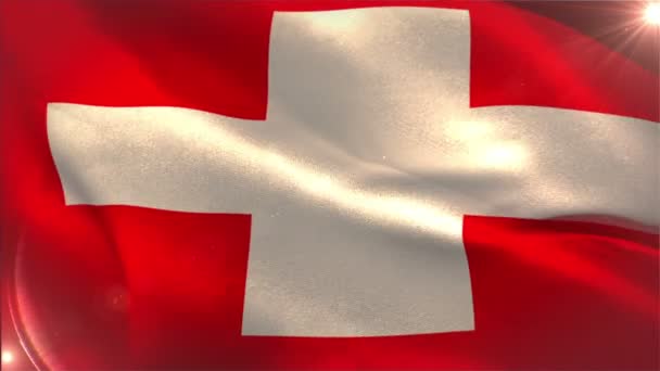 Swiss national flag waving — Stock Video