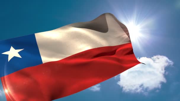 Bandeira nacional do Chile soprando — Vídeo de Stock