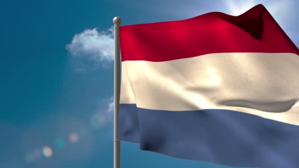 Países Bajos bandera nacional ondeando — Vídeo de stock