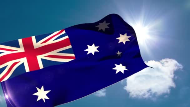 Australia national flag blowing in the breeze — Stock Video