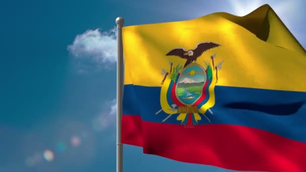 Bandera nacional de Ecuador ondeando — Vídeo de stock