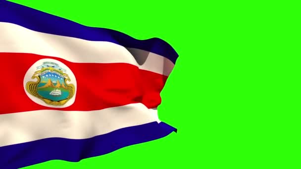 Gran Costa Rica bandera nacional que sopla — Vídeos de Stock