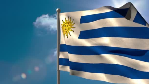 Uruguay bandera nacional ondeando — Vídeos de Stock
