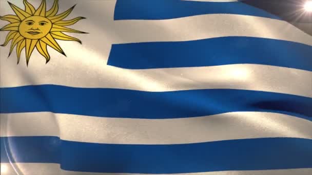 Bandeira do Uruguai acenando — Vídeo de Stock