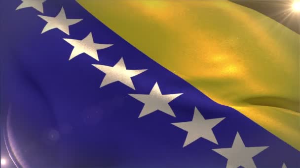 Bandera nacional grande bosnia ondeando — Vídeos de Stock