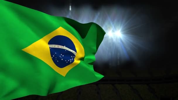 Stort brasilien nationalt flag vinke – Stock-video