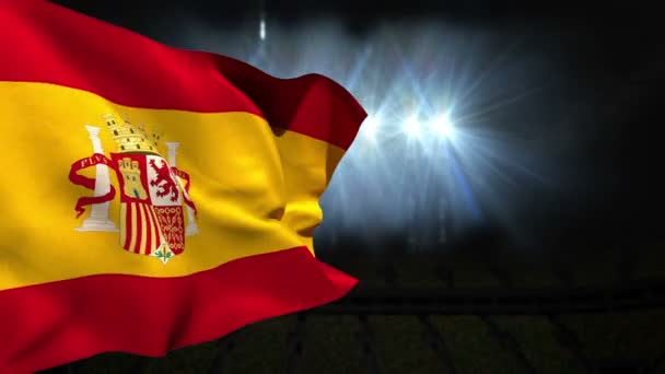 Large spain national flag waving — Stock Video