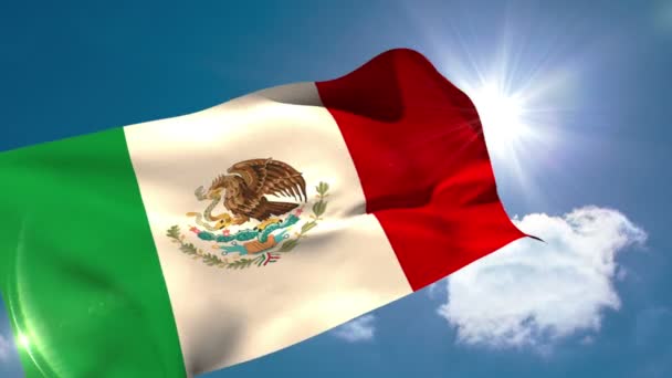 México bandera nacional que sopla — Vídeo de stock