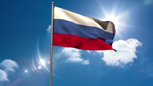 Russia national flag waving on flagpole — Stock Video