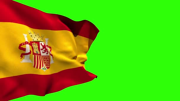 Large spain national flag blowing — Stock Video