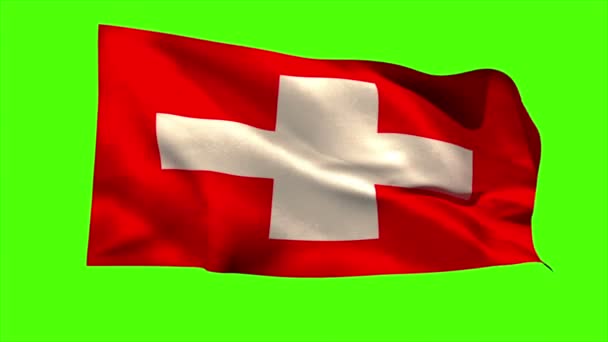 Swiss national flag blowing — Stock Video