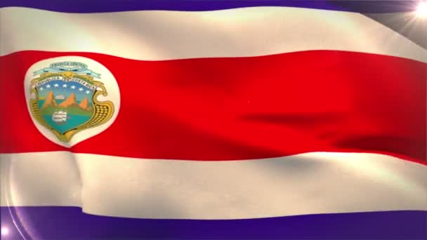 Large costa rica national flag waving — Stock Video