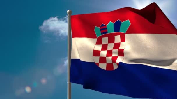 Croacia bandera nacional ondeando — Vídeo de stock