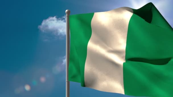 Nigeria bandera nacional ondeando — Vídeos de Stock