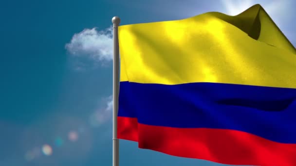 Colombia bandera nacional ondeando — Vídeo de stock