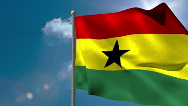 Ghana bandera nacional ondeando — Vídeo de stock