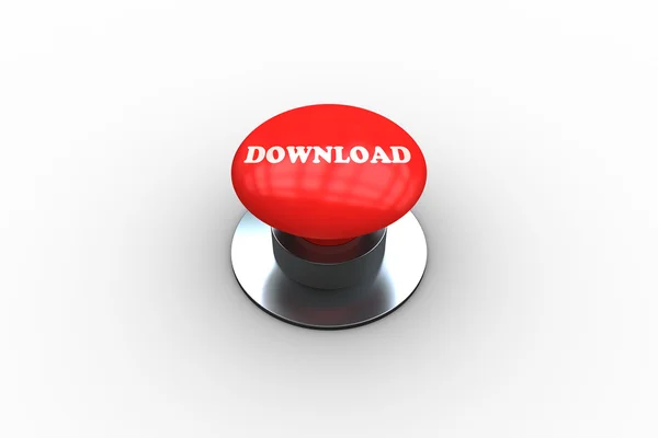 Download on digitally generated red push button — Stock Photo, Image