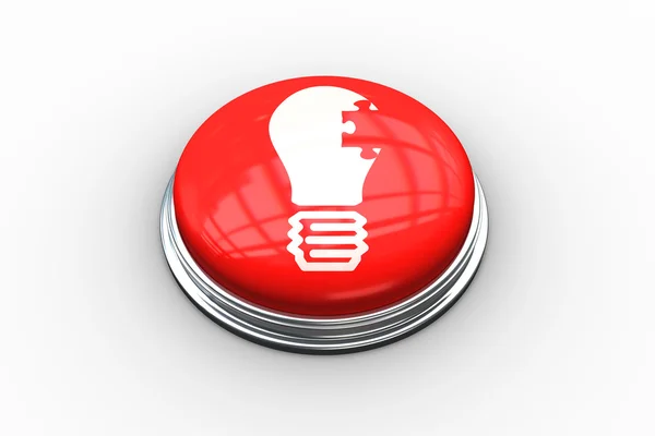 Glödlampa med sticksåg grafik på knappen — Stockfoto