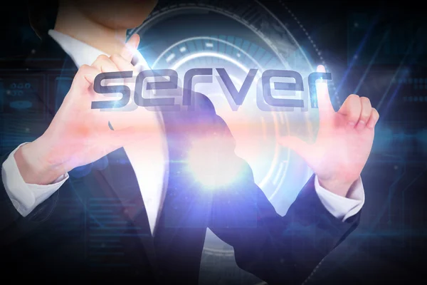 Businesswoman presenting the word server — Stock Photo, Image