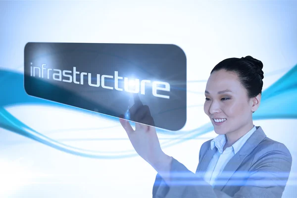 Affärskvinna pekar på ordet infrastruktur — Stockfoto