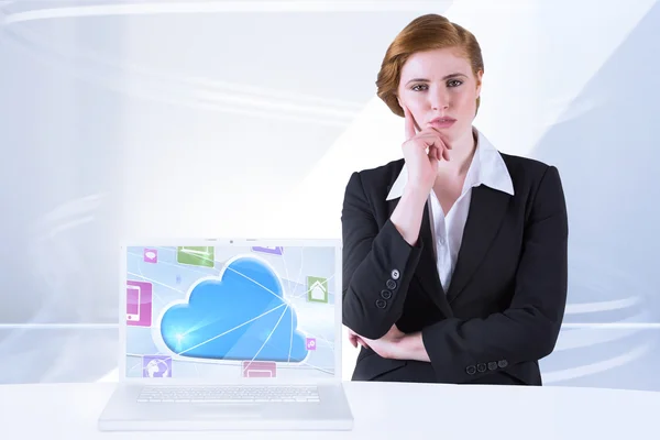 Thinking redhead businesswoman — Stock Photo, Image