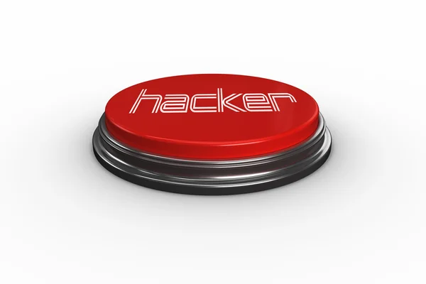 Hacker proti digitálně vygenerovaný červené tlačítko — Stock fotografie