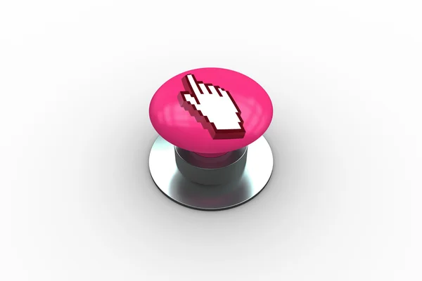Hand icon graphic on push button — Stock Photo, Image
