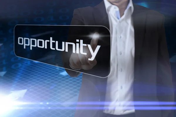 Businessman pointing to word opportunity — Stock Photo, Image