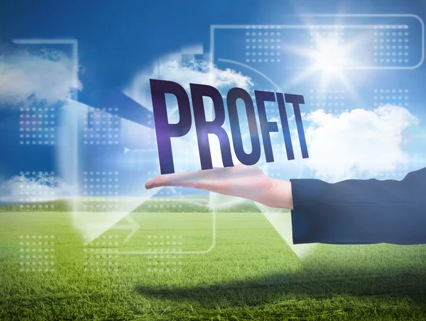 Businesswomans hand presenting the word profit — Stock Photo, Image