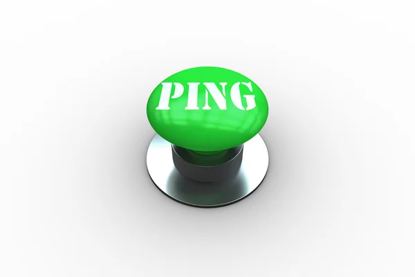 Ping on digitally generated green push button — Stock Photo, Image
