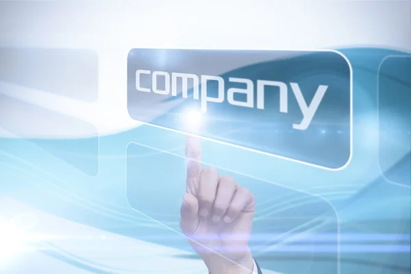 Businessman pointing to word company — Stock Photo, Image