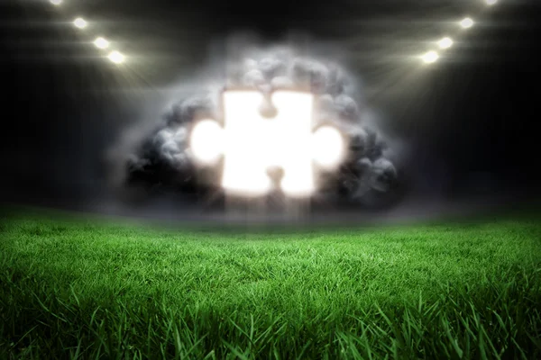 Jigsaw piece in grey cloud — Stock Photo, Image