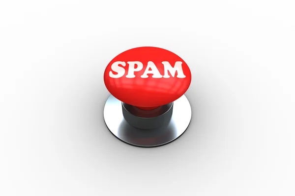 Spam sur bouton-poussoir rouge généré numériquement — Photo