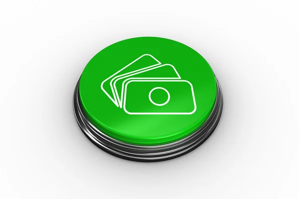 Деньги на зеленой кнопке — стоковое фото
