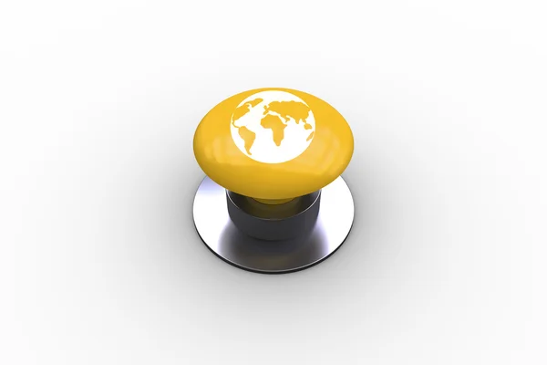 Země grafiku na žluté tlačítko — Stock fotografie