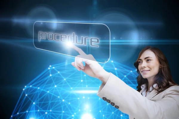 Businesswoman pointing to word procedure — Stock Photo, Image