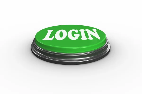 Login on digitally generated green push button — Stock Photo, Image