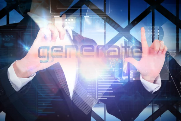 Businesswoman presenting the word generate — Stock Photo, Image