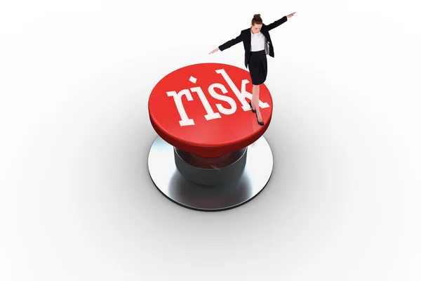 Word kockázat és üzletasszony — Stock Fotó