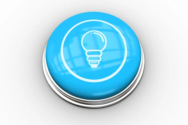 Glühbirnengrafik auf blauem Knopf — Stockfoto