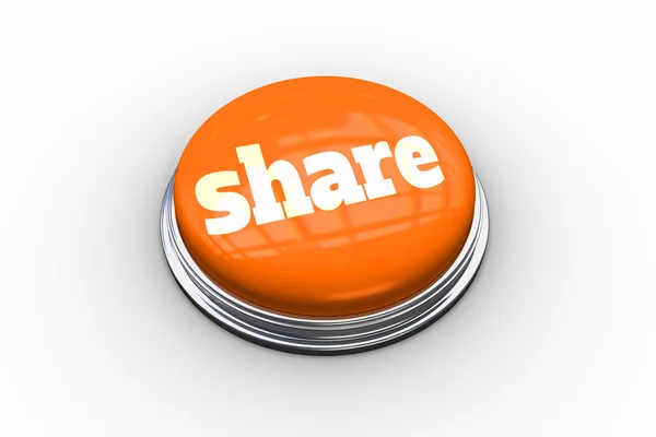 Share on shine orange push button — стоковое фото