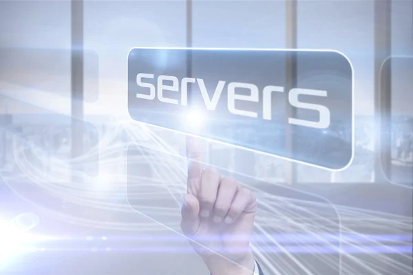 Zakenman wijzen naar woord servers — Stockfoto