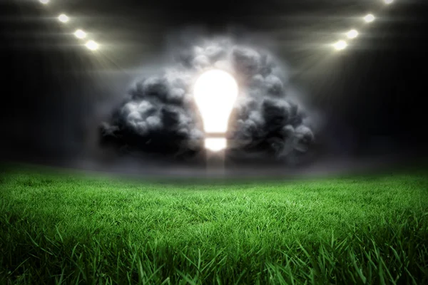 Light bulb in grey cloud — Stock Photo, Image