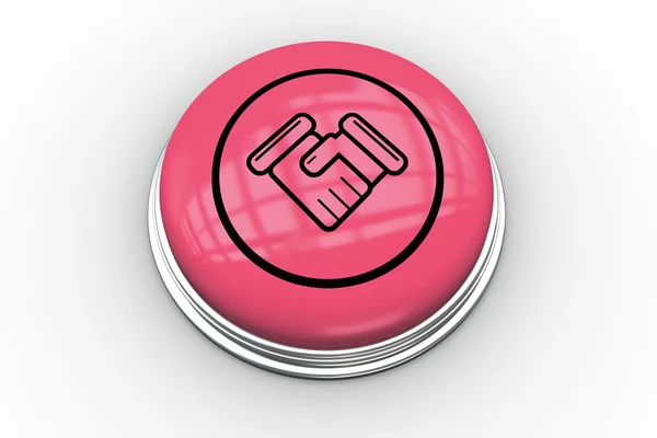 Handshake graphic on  pink button — Stock Photo, Image