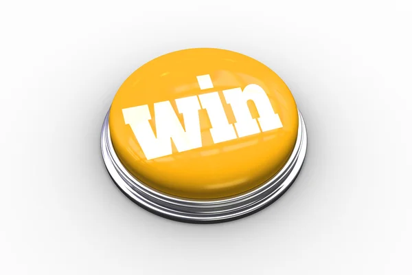 The word win on shiny yellow push button — Stock Photo, Image