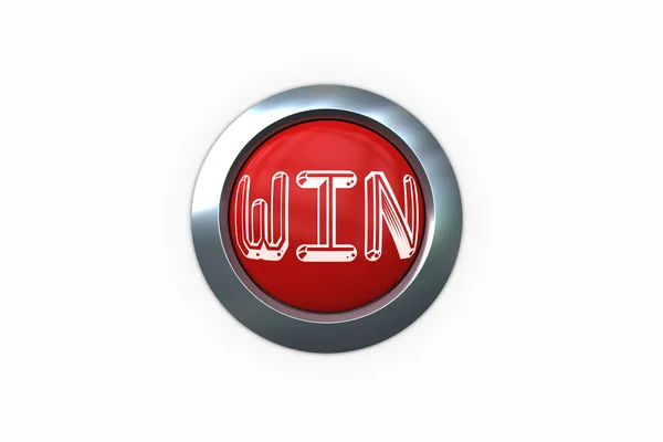 Win on digitally generated red push button — Stock Photo, Image