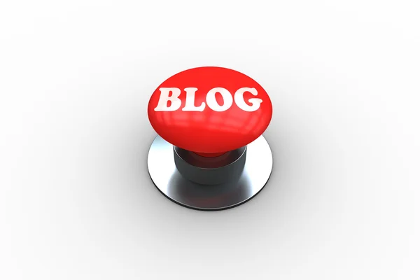Blog on digitally generated red push button — Stock Photo, Image